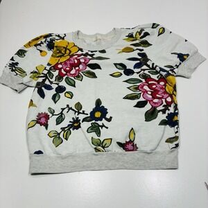 T. La Women Puff Sleeve Pullover Floral Sweatshirt Size XL Crewneck Casual